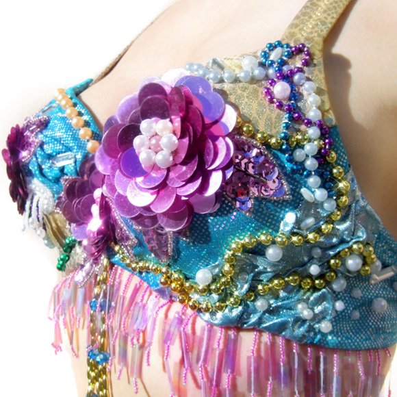 Ameynra Belly Dance Costume Pink Full Set Sz S New - Picture 2 of 3